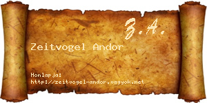 Zeitvogel Andor névjegykártya